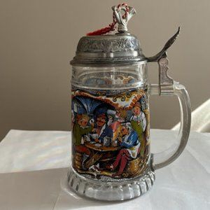 Vintage Beer Mug with Music Box by BMF made of Pressed Glass in W-Germany